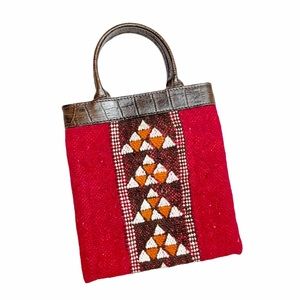 Vintage Mini Kilim Woven Aztec Handbag